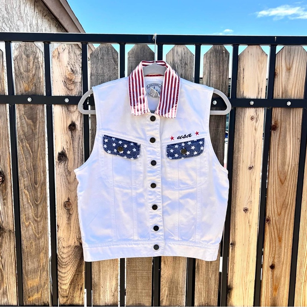 VINTAGE SOLUTIONS USA White Jean Vest